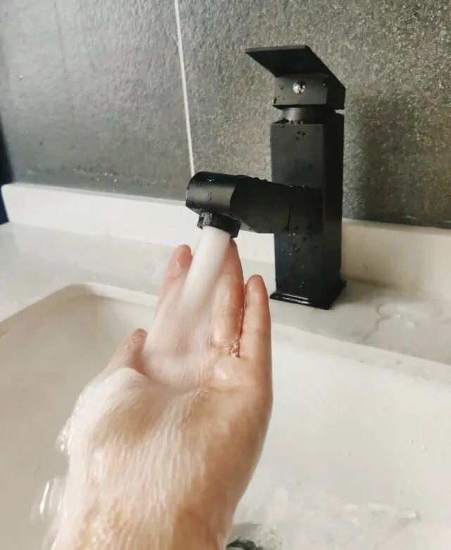 Black faucet with aerator