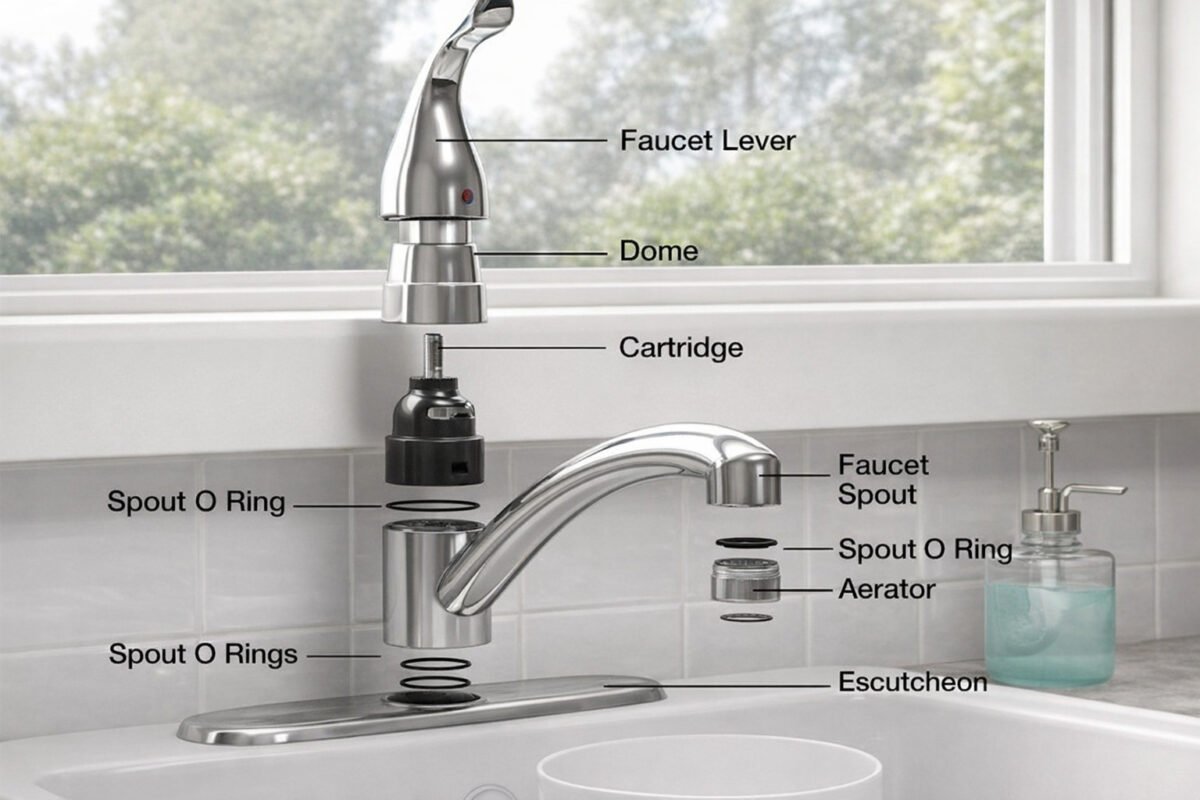 Basic Faucet Components Faucet Parts Diagram: Anatomy, Cartridge, Valve & Leaks