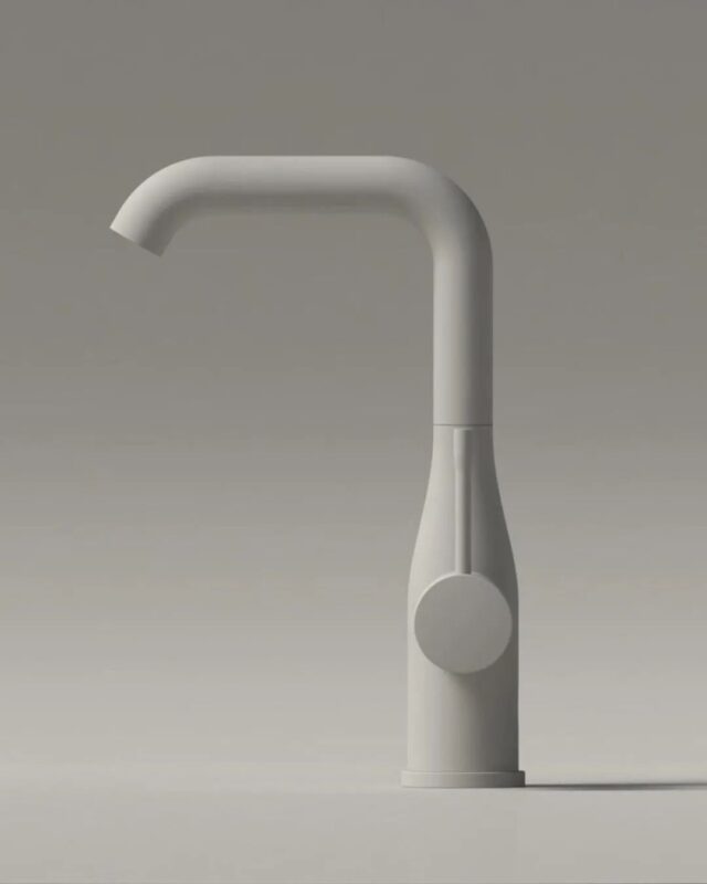 Modern white kitchen faucet for contemporary kitchens and easy use.