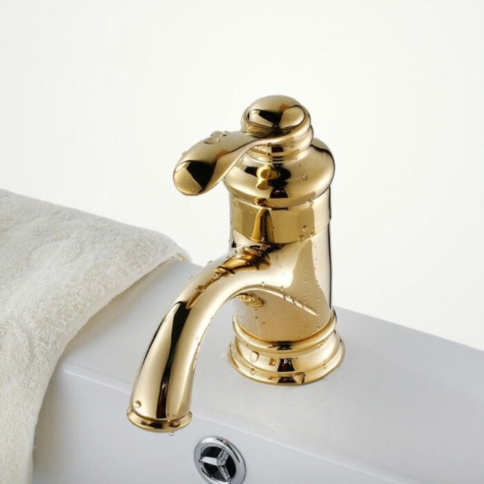 Antique Bathroom Sink Faucets Single Handle Brass Tap