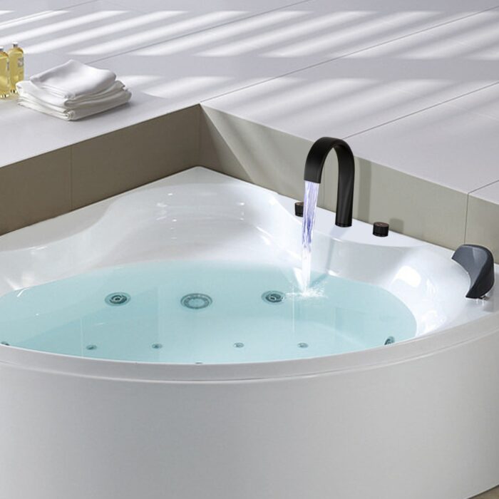 Bathroom Faucet Widespread Color-Changing LED Waterfall Tap