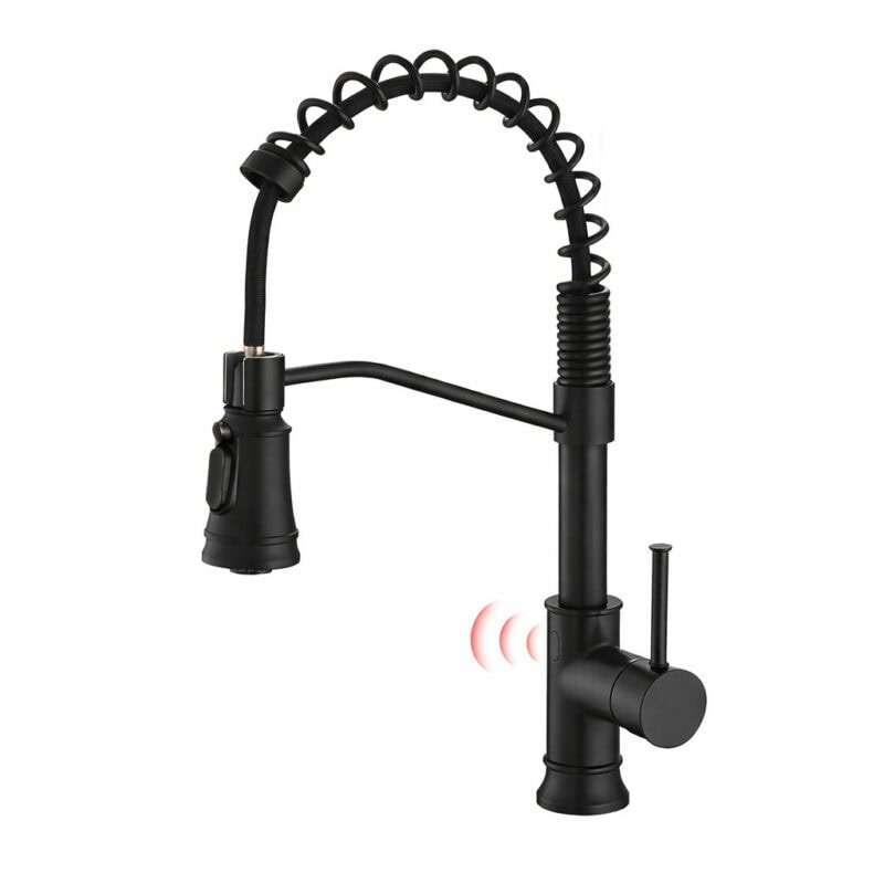Black Touchless Kitchen Faucet with Pull-down Tap Sprayer