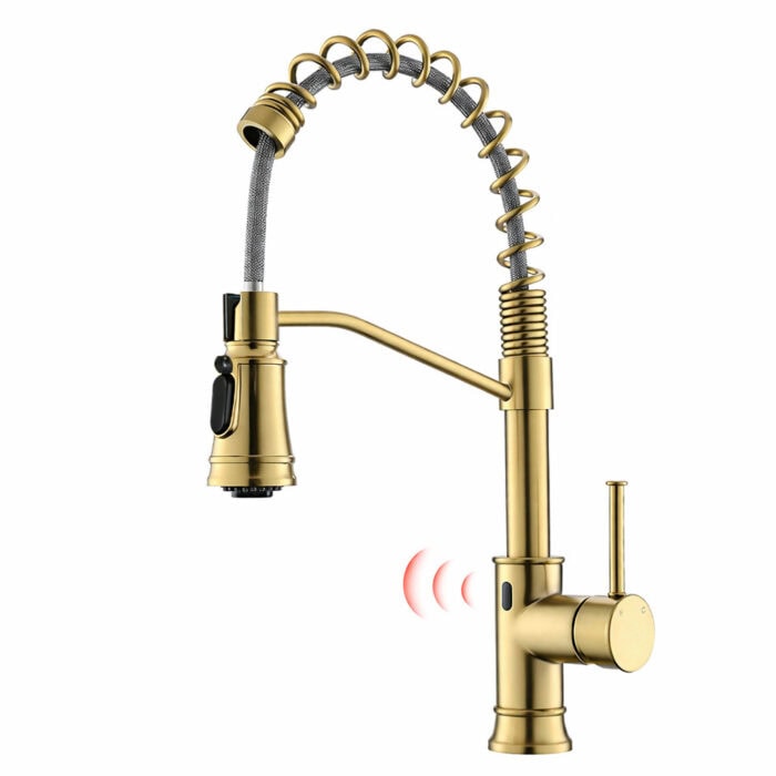 Black Touchless Kitchen Faucet with Pull-down Tap Sprayer