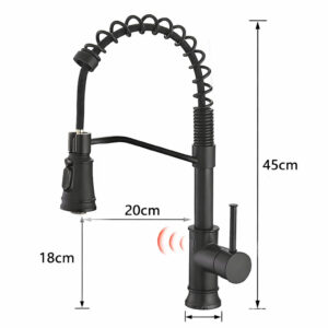 Black Touchless Kitchen Faucet with Pull down Tap Sprayer X4