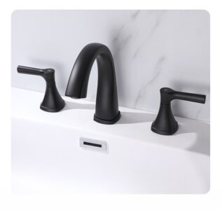 Black Widespread Bathroom Faucet 2 Handle 3 hole Tap X1