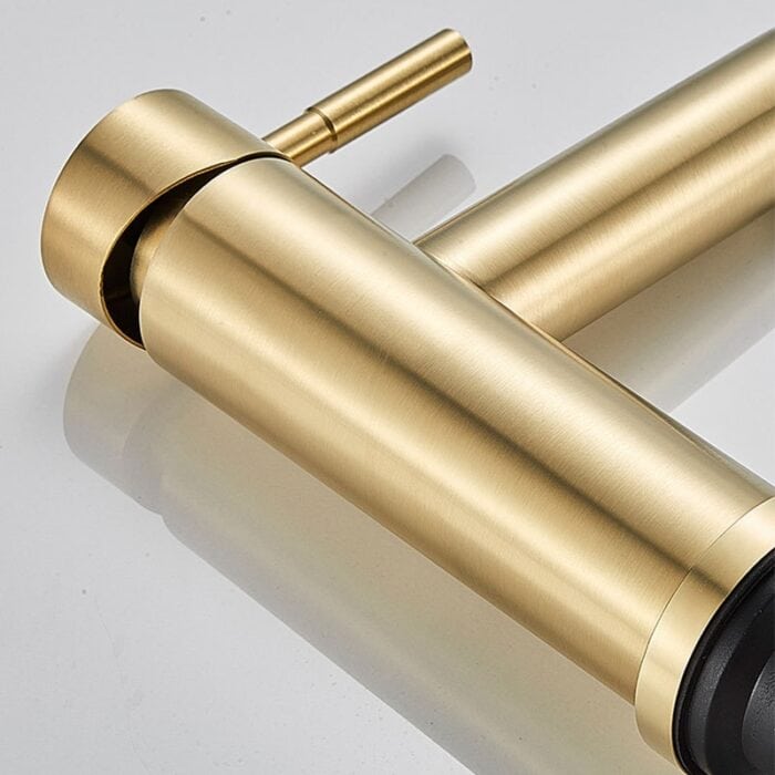 Luxurious gold kitchen faucet for modern bathroom decor.
