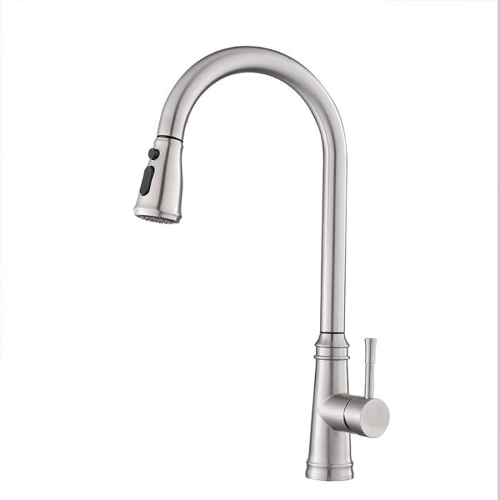 Brushed Nickel Kitchen Faucet with Pull Down Sprayer