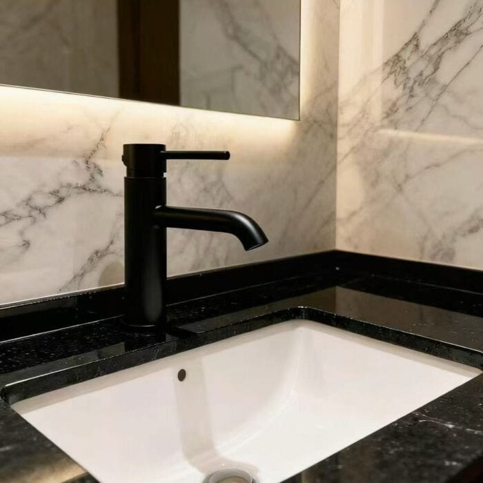 Chrome Single Hole Bathroom Faucet with a Bent Spout