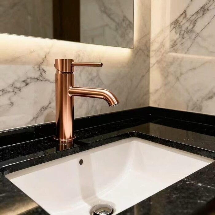 Chrome Single Hole Bathroom Faucet with a Bent Spout