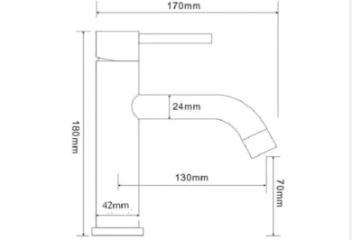 1. Adjustable kitchen faucet with precise dimensions for modern kitchen installation.