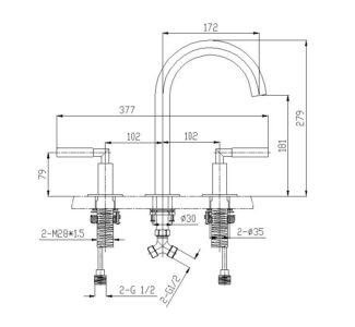 Dual Handle 3-hole Basin Tap 