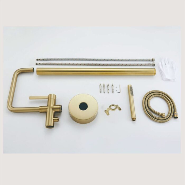Freestanding Faucet with Showerhead, Brass Bathtub Tap