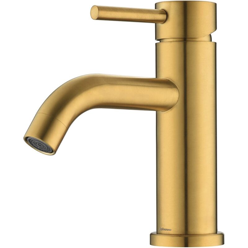 Luxurious gold kitchen faucet with modern design and matte finish.