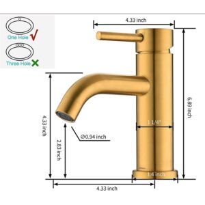 Brass kitchen faucet with modern cylindrical design, 4.33-inch width and elegant finish, ideal for contemporary sinks.