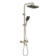 Elegant brass adjustable shower system with rainfall and handheld spray for luxury bathroom design.