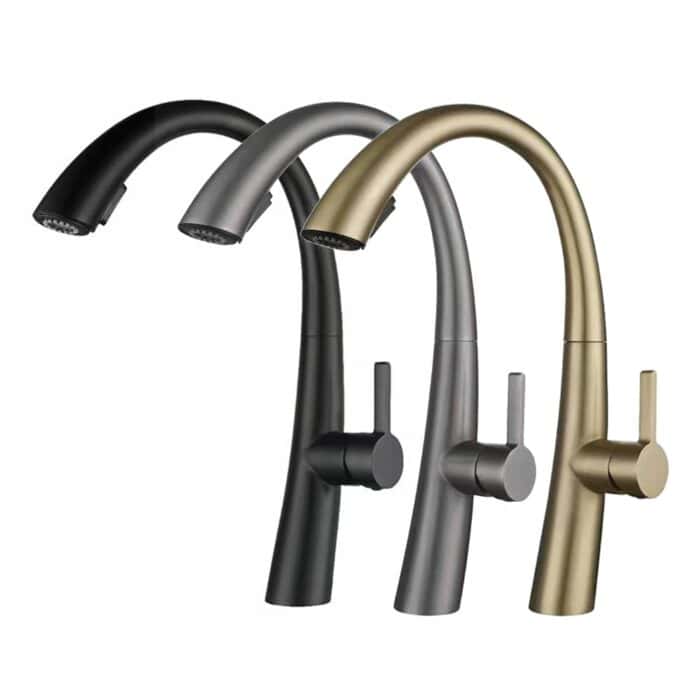 Kitchen Faucet Single Handle Pull Down Sprayer, Black, Gold