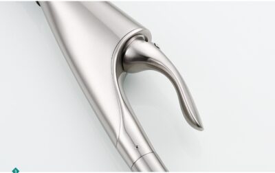 Elegant stainless steel kitchen faucet with modern design and easy operation.