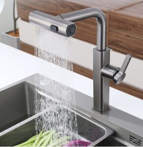 Kitchen Faucet with Pull Out Sprayer Rainfall Sink Tap X1