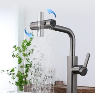 Kitchen Faucet with Pull Out Sprayer Rainfall Sink Tap X2