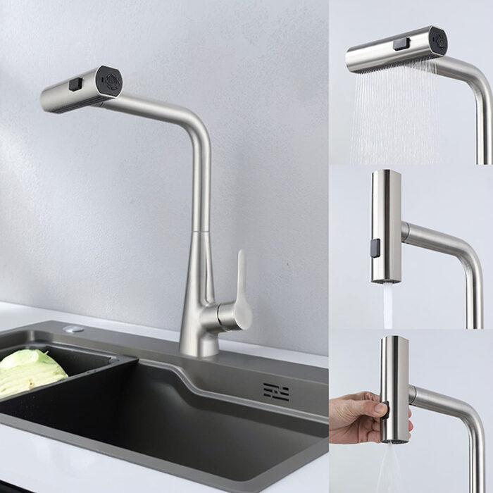 Kitchen Faucet with Pullout Sprayer with Rainfall Mode