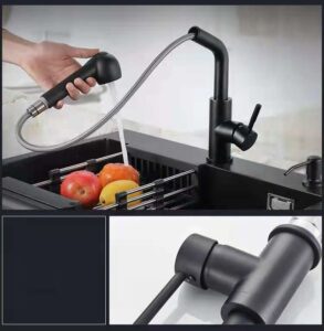 Kitchen Faucets with Pull out Spray Black Sink Tap X1