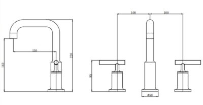 Torneiras para lavatório Torneira para lavatório com 3 furos e alça dupla 6 Lavatory Faucets Widespread 3 Hole Double Handle Basin Tap X6