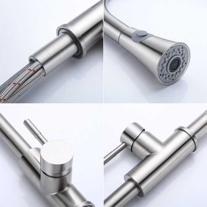 High-quality stainless steel kitchen faucet with modern design.