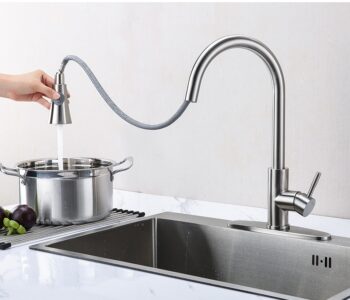 Pull out Kitchen Faucet with Dual Spray Modes Swivel Tap X1