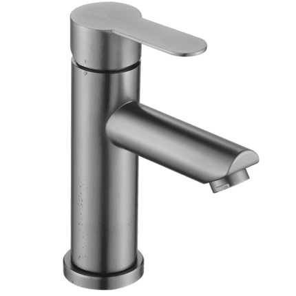 Modern stainless steel kitchen faucet with sleek design and durability.
