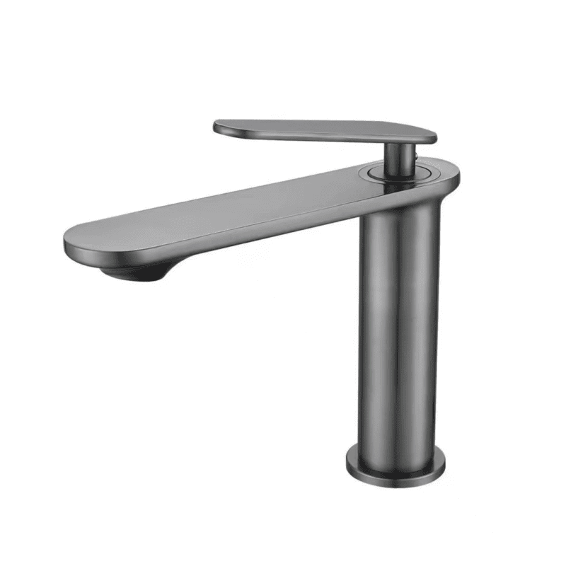 Modern stainless steel kitchen faucet with sleek design and easy operation.