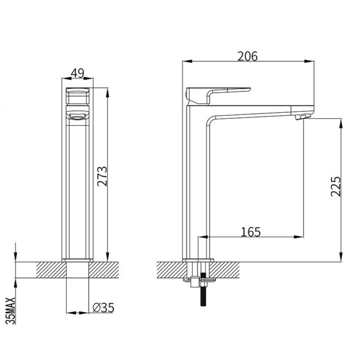 Tall Solid Brass Hot and Cold Mixer Faucet
