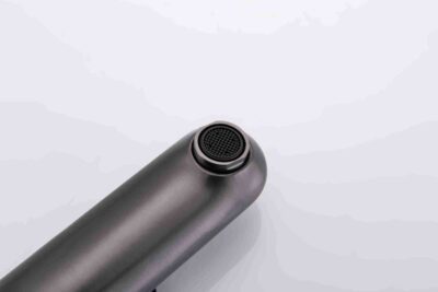 Modern A-Torneira black faucet aerator for stylish kitchen and bathroom sink fixtures.