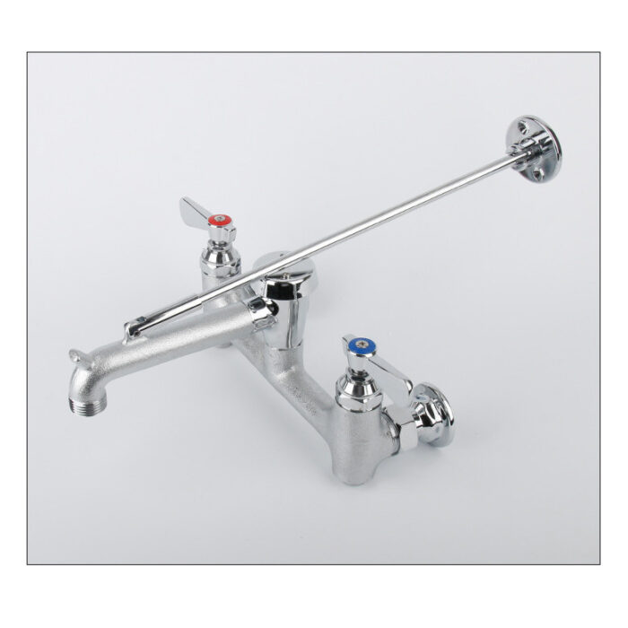 Wall Mount Mop Sink Faucet, Built-In Stops, Rough 2-Hole