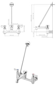 Wall Mount Mop Sink Faucet Built In Stops Rough 2 Hole X1
