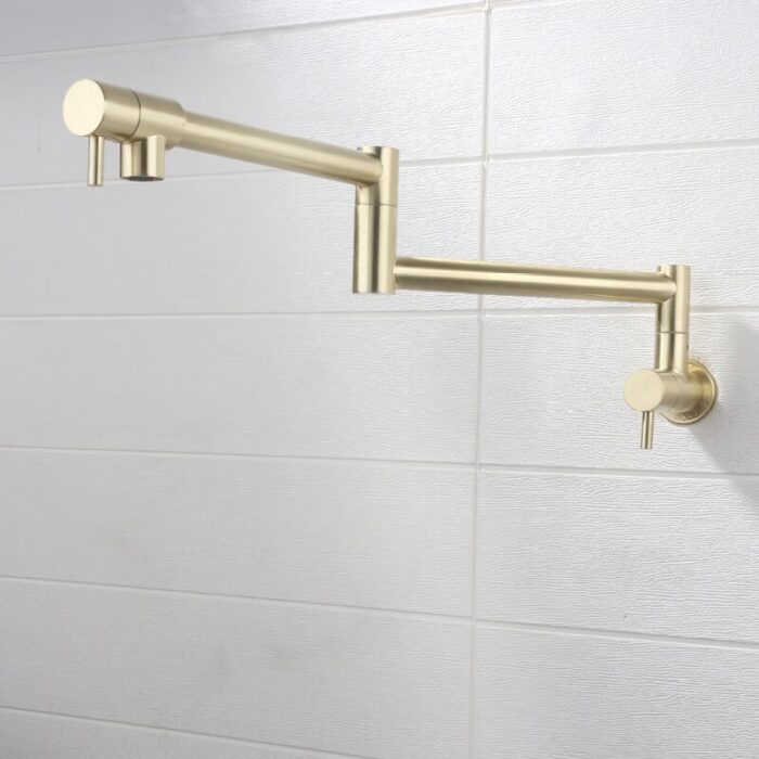 Wall Mount Pot Filler Faucet Dual-Handle Folding Tap