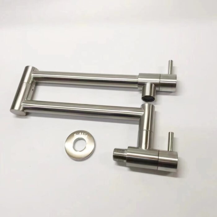 Wall Mount Pot Filler Faucet Dual-Handle Folding Tap