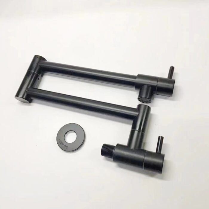Wall Mount Pot Filler Faucet Dual-Handle Folding Tap