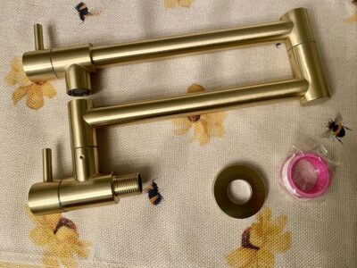 Wall Mount Pot Filler Faucet Dual Handle Folding Tap X1