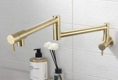 Wall Mount Pot Filler Faucet Dual Handle Folding Tap X3