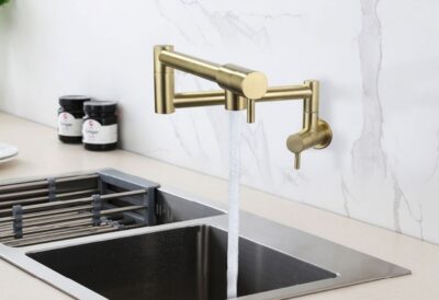 Wall Mount Pot Filler Faucet Dual Handle Folding Tap X6