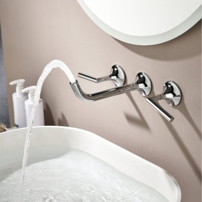 Wall Mounted Faucet Bathroom Widespread Basin Mixer Tap