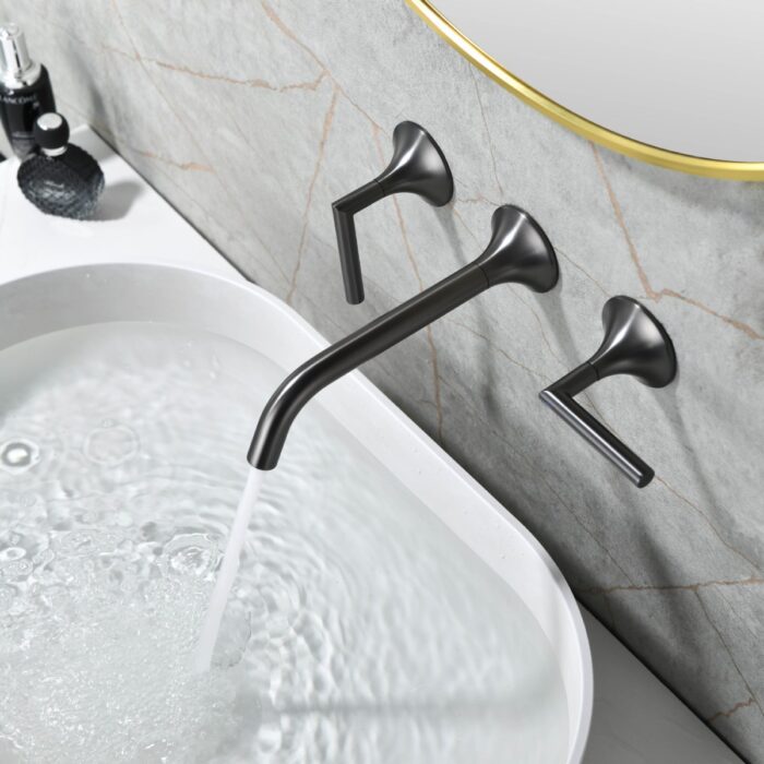Wall Mounted Faucet Bathroom Widespread Basin Mixer Tap