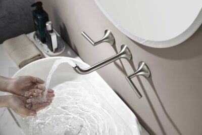 Wall Mounted Faucet Bathroom Widespread Basin Mixer Tap X2