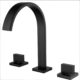 Modern black kitchen faucet with sleek matte finish and dual control handles for stylish kitchen decor.