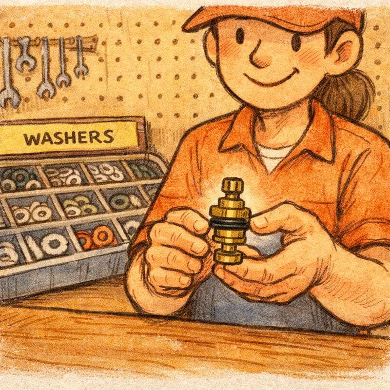 Bringing the headworks to a hardware store to match the correct washer size