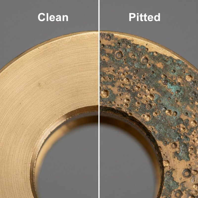 Como consertar uma torneira que está pingando: passo a passo (2026) 5 Valve seat comparison: clean surface versus pitted surface that can cause dripping