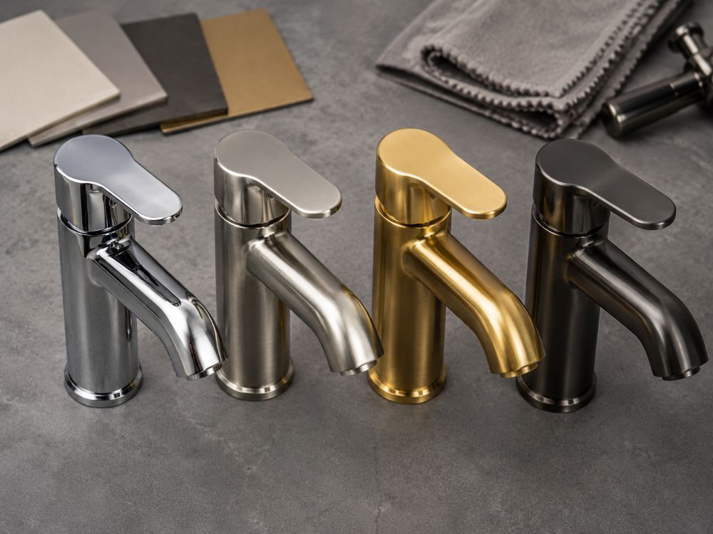 Electroplating and PVD faucet finishes on brass and stainless steel