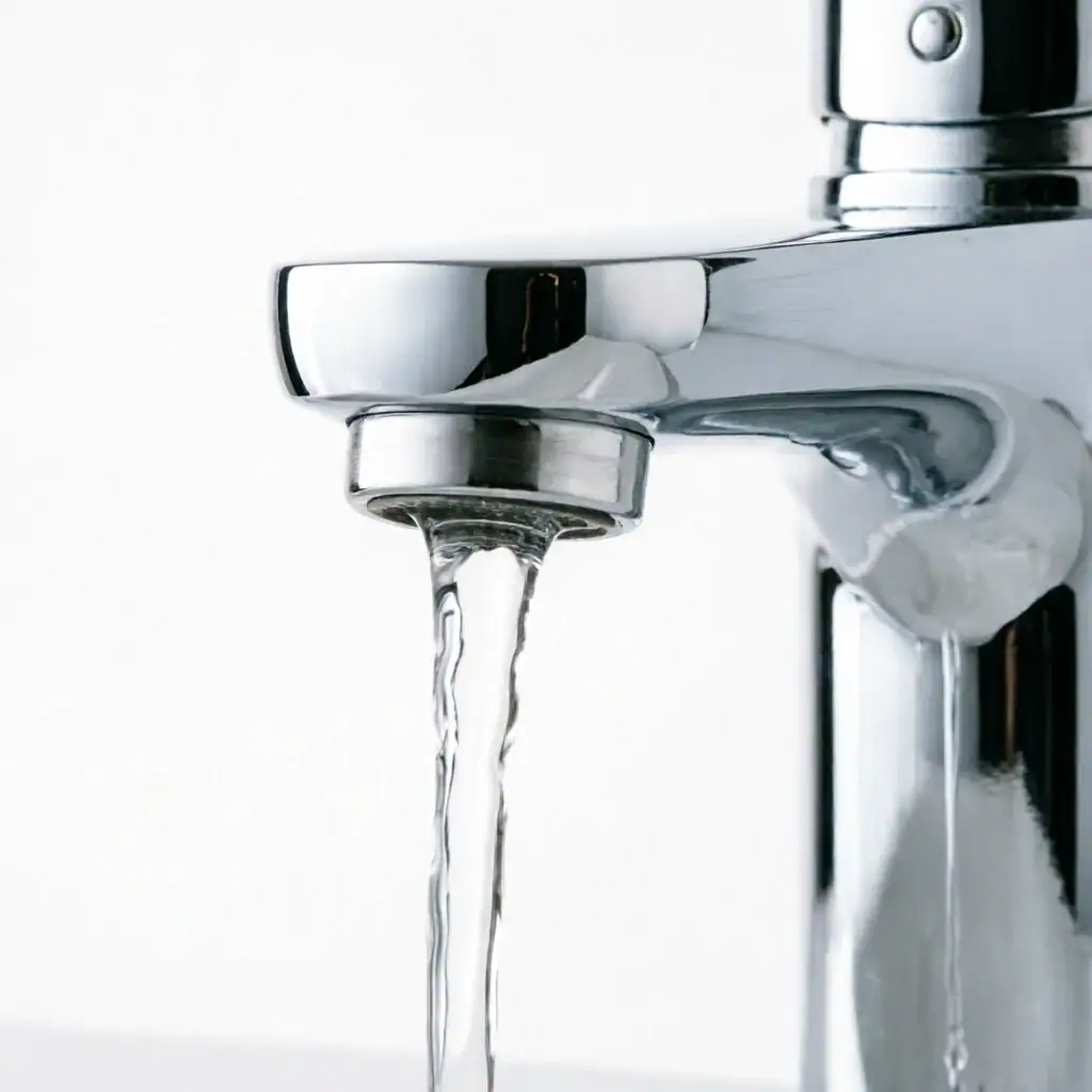Close-up detail of chrome single-hole faucet surface finish