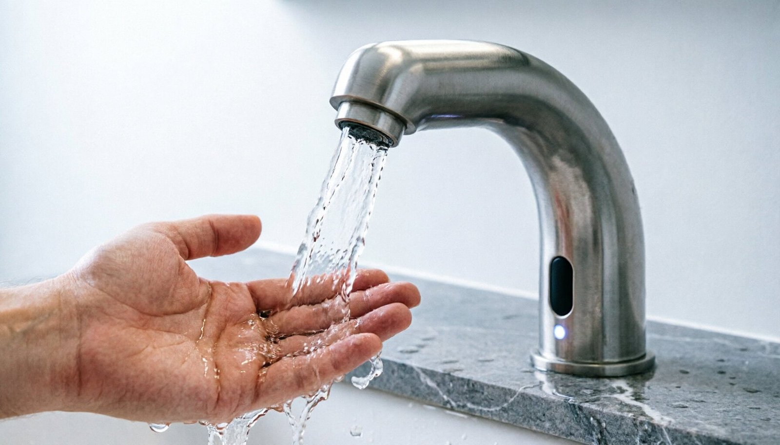 Modern touchless bathroom faucet with infrared sensor hands free