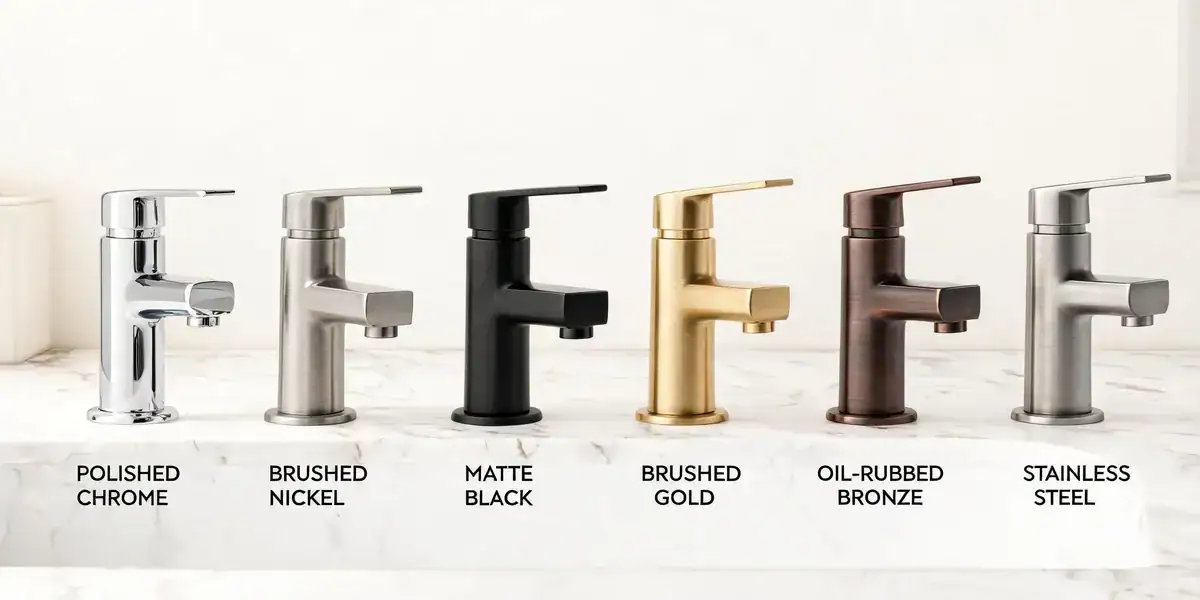 Six popular faucet surface finishes side by side comparison